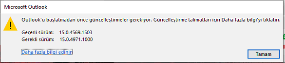 Outlooku Baslatmadan Önce Güncellestirmeleri Denetle